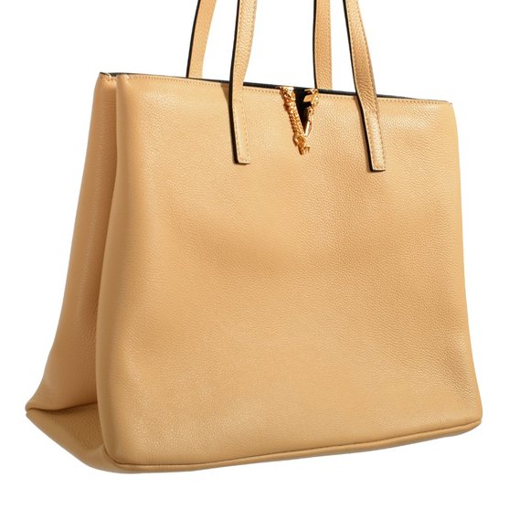 Versace Women's 100% Textured Leather V-Logo Tote Handbag Shoulder Bag - Picture 4 of 10